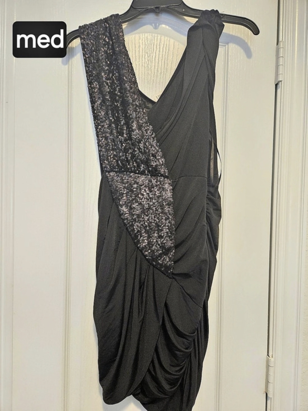 Sequin Draped Mini Dress Size Medium